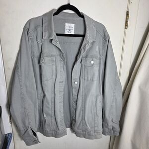 Sonoma Gray Green Distressed Denim Jean Jacket Coat size 2XL